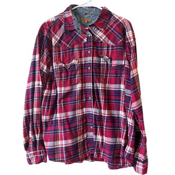 EUC Jachs Girlfriend XXL Women's Flannel Button Down Shirt with roll up sleeves - Picture 1 of 4